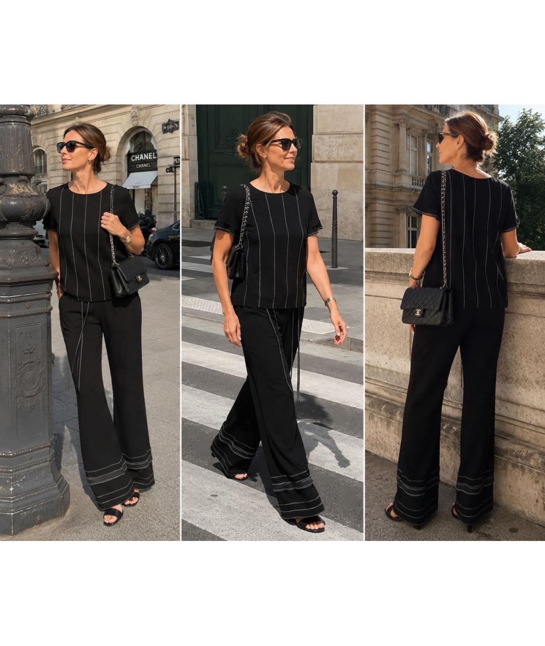 CHANEL Черный нейлоновый костюм с брюками, фото 5