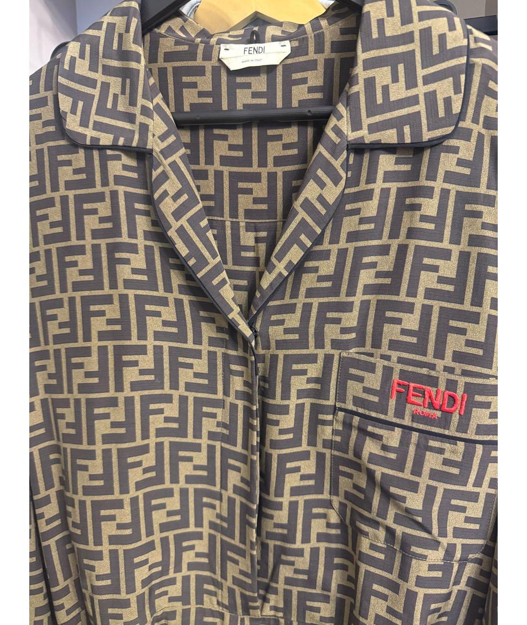 FENDI Коричневый шелковый комбинезон, фото 3
