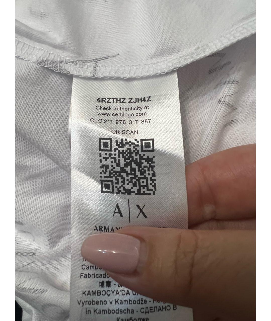 ARMANI EXCHANGE Белая хлопковая футболка, фото 6