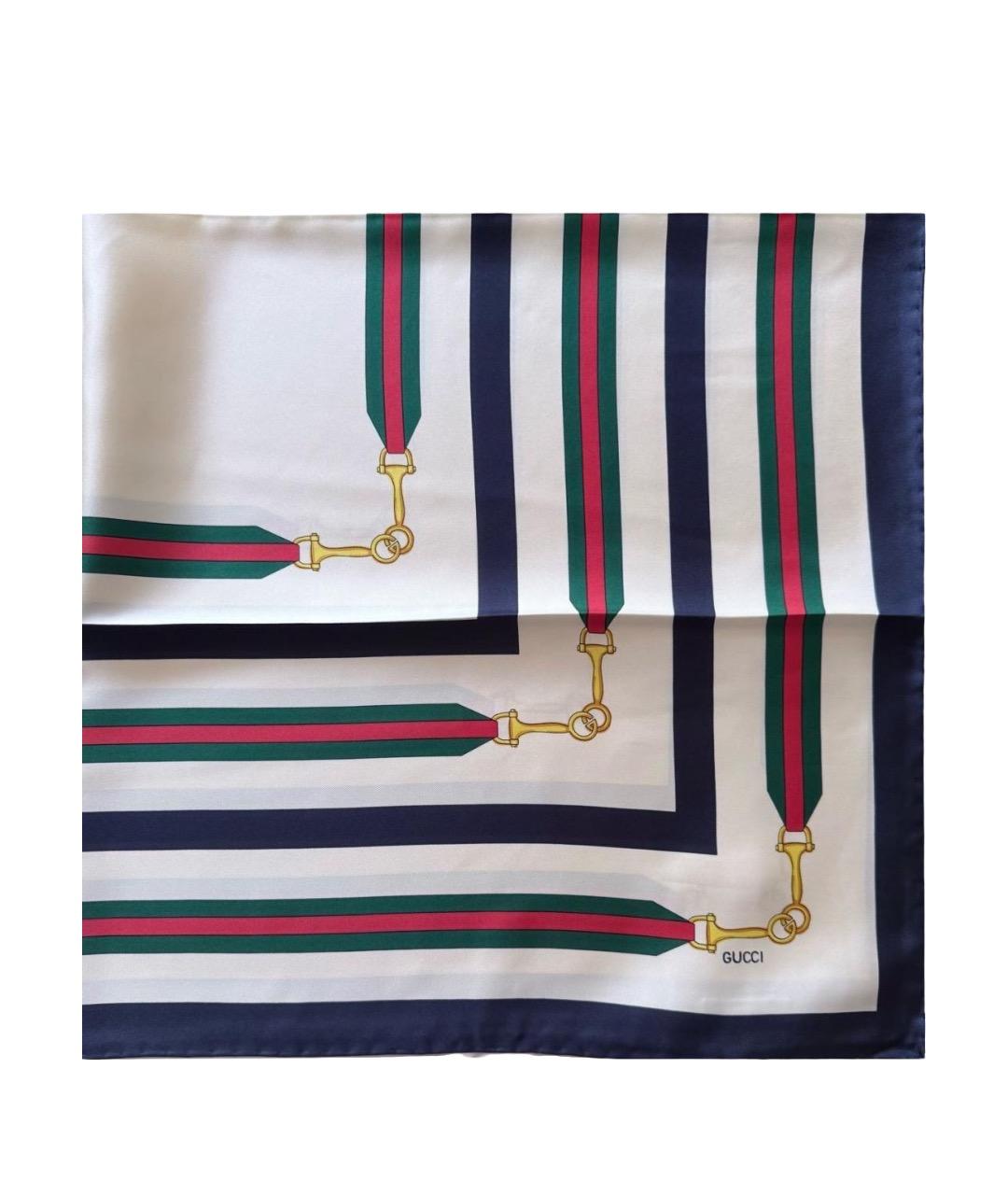 GUCCI Белый шелковый платок, фото 1