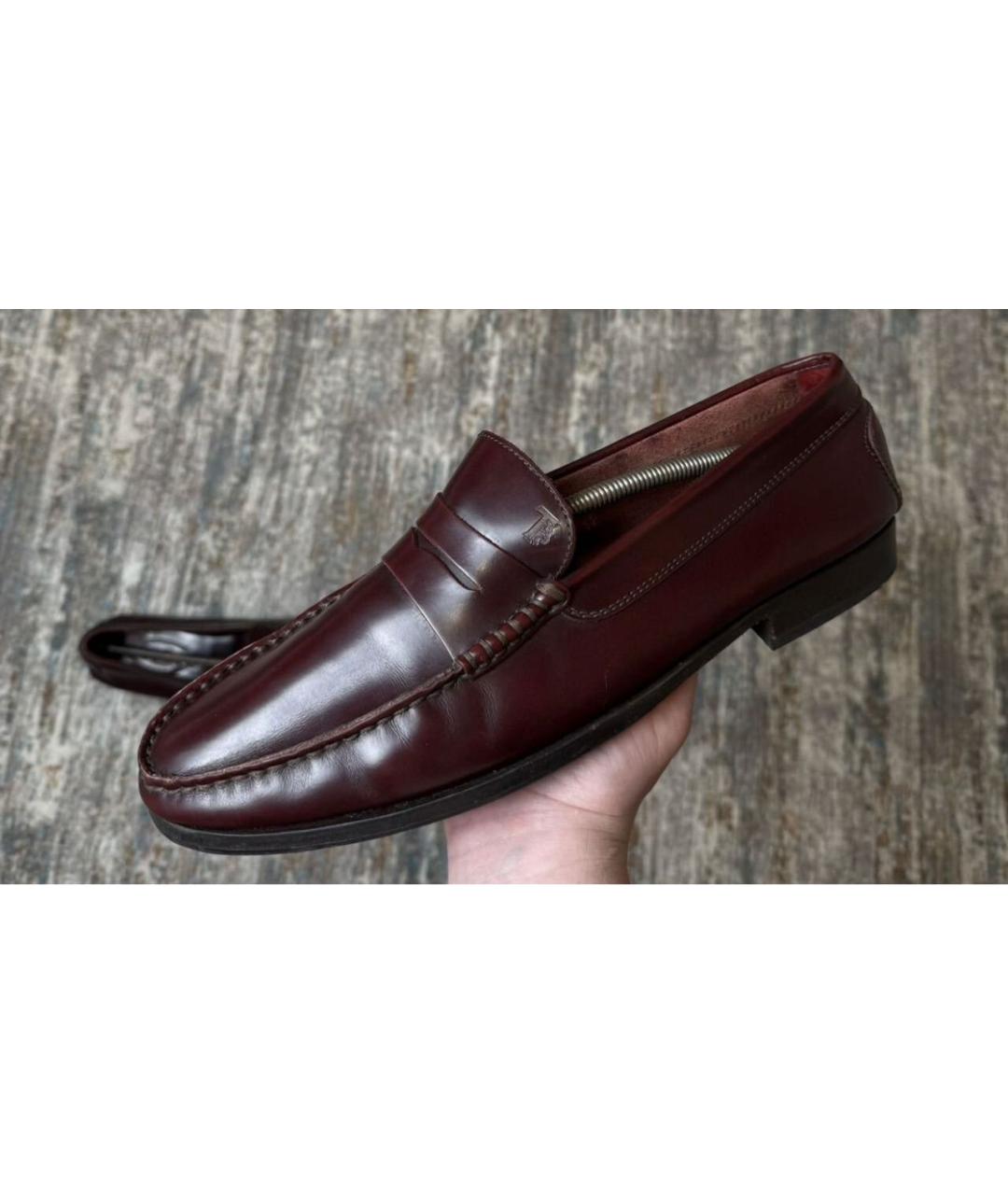 TOD'S Бордовые кожаные лоферы, фото 8