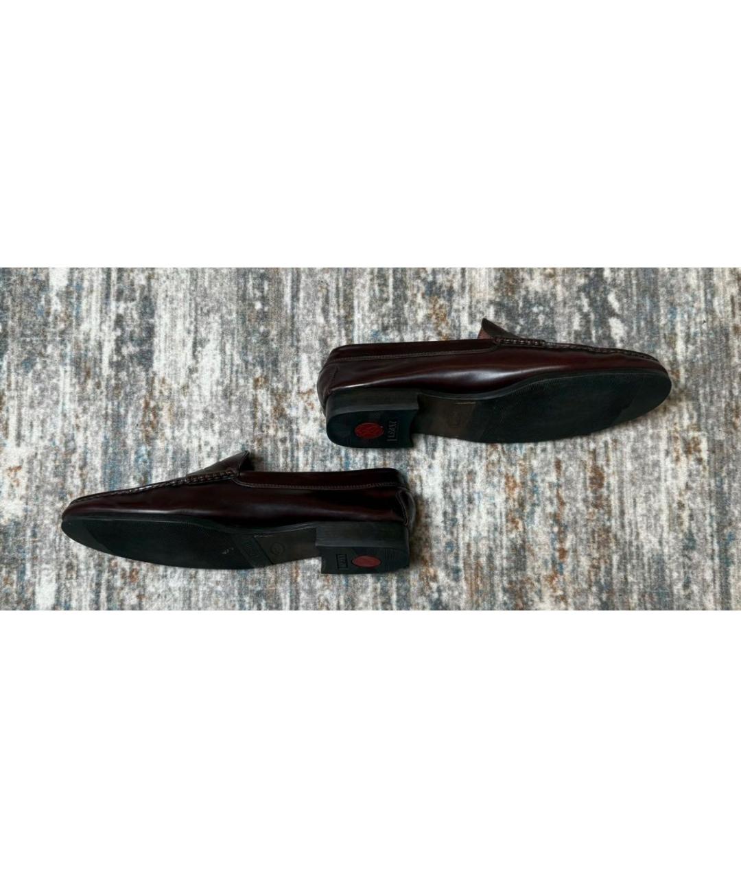 TOD'S Бордовые кожаные лоферы, фото 4