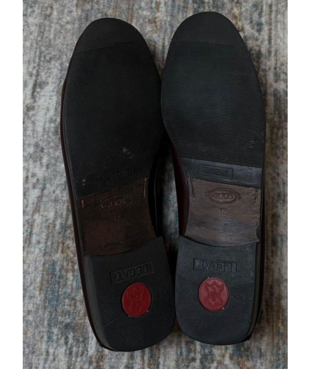 TOD'S Бордовые кожаные лоферы, фото 6