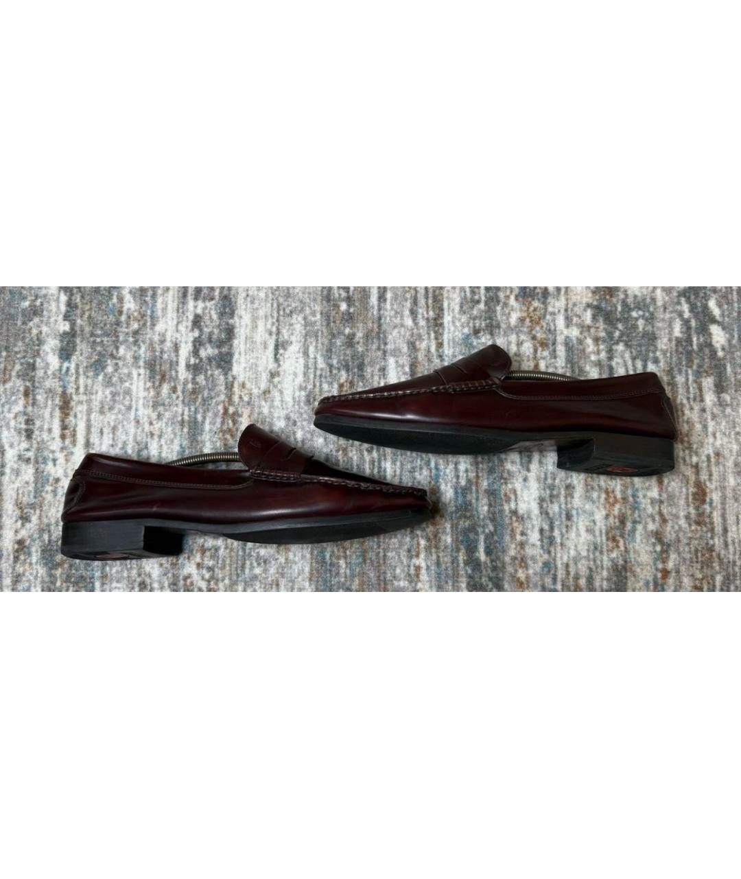 TOD'S Бордовые кожаные лоферы, фото 3