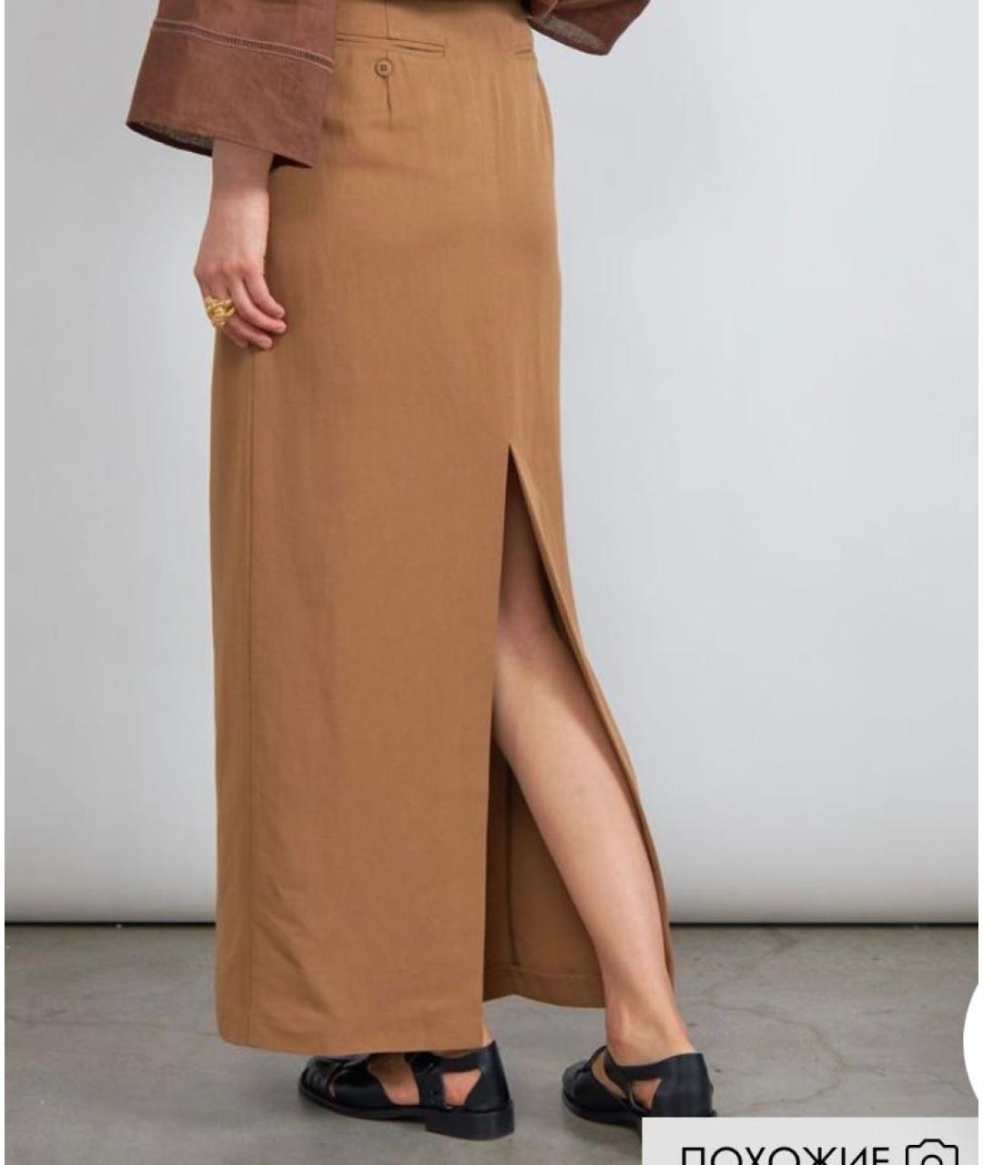 'S MAX MARA Бежевая вискозная юбка макси, фото 3