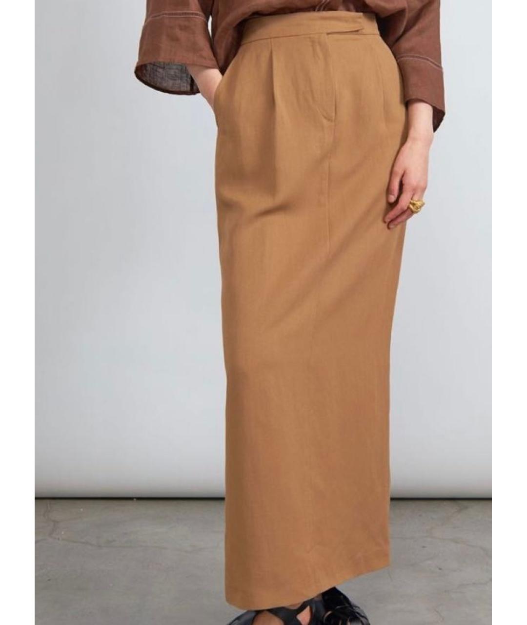 'S MAX MARA Бежевая вискозная юбка макси, фото 2