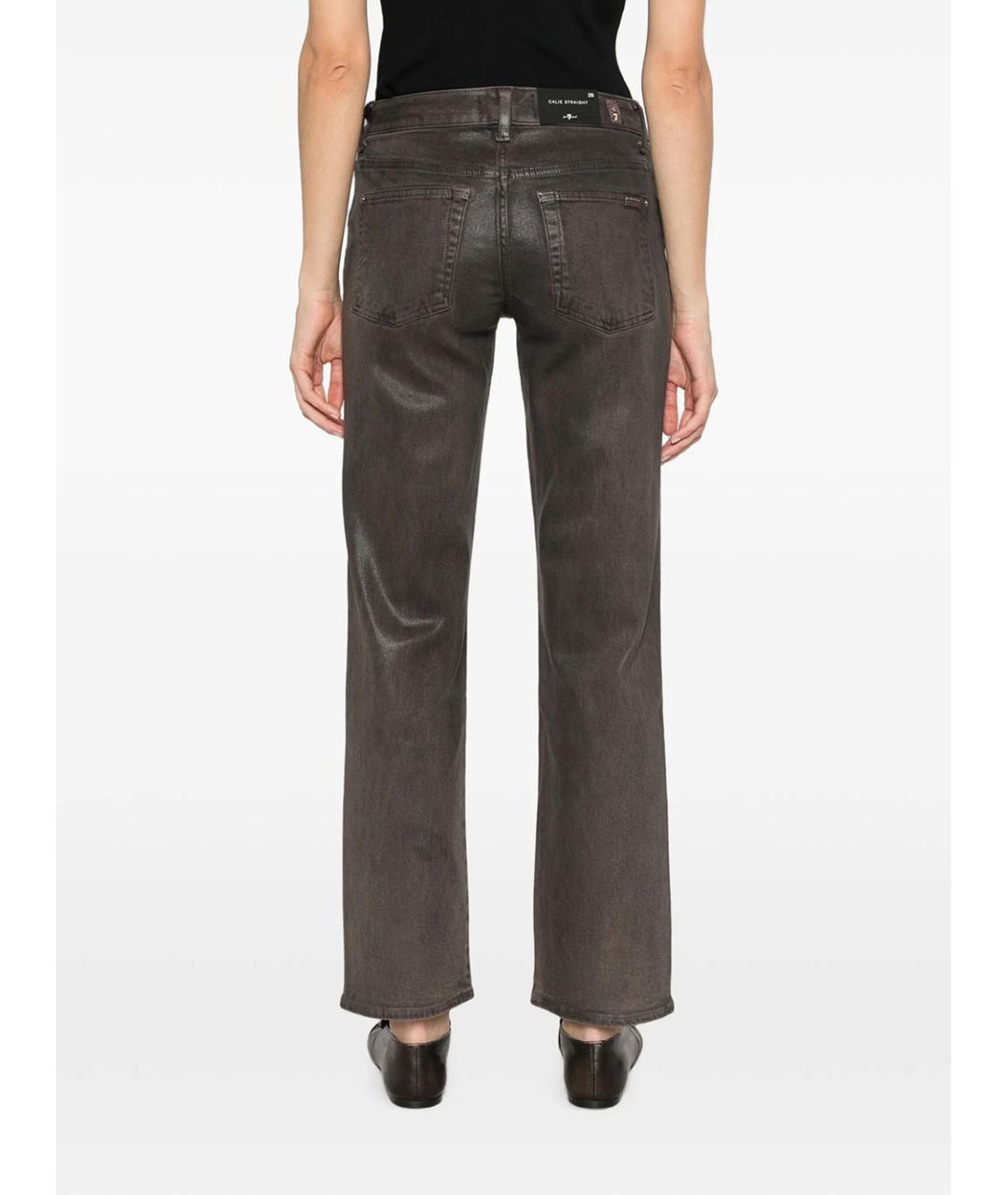 7 FOR ALL MANKIND Коричневые хлопковые прямые джинсы, фото 3
