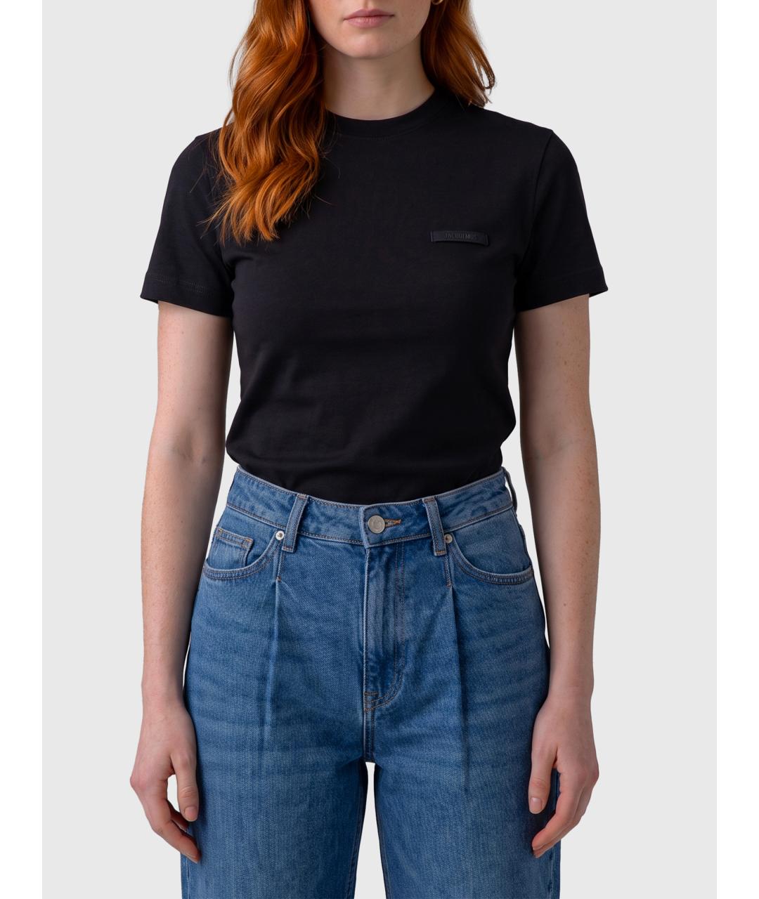 JACQUEMUS Черная хлопковая футболка, фото 1