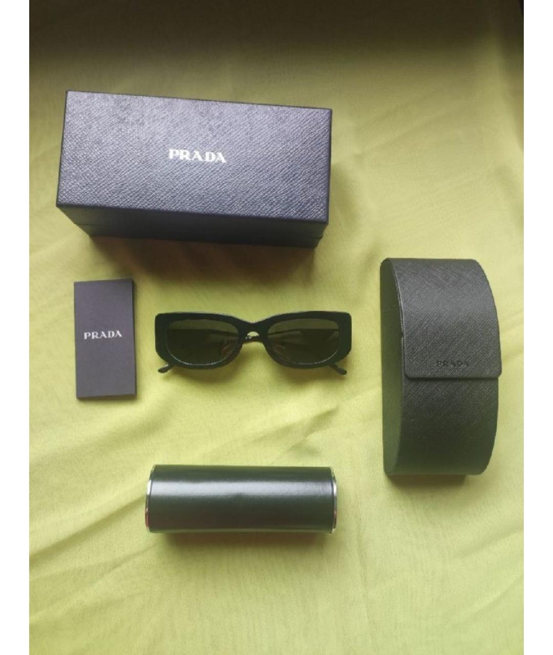 PRADA Черные пластиковые солнцезащитные очки, фото 4