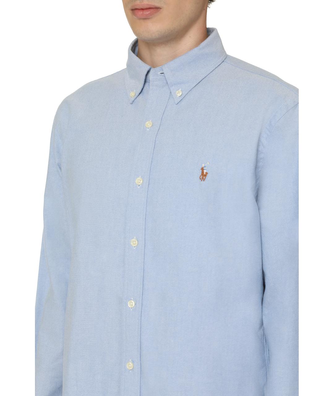 POLO RALPH LAUREN Голубая хлопковая кэжуал рубашка, фото 5