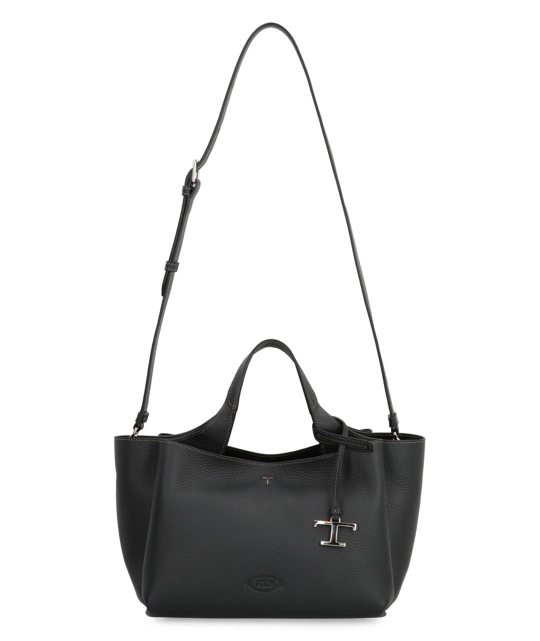 TOD'S Черная кожаная сумка тоут, фото 5