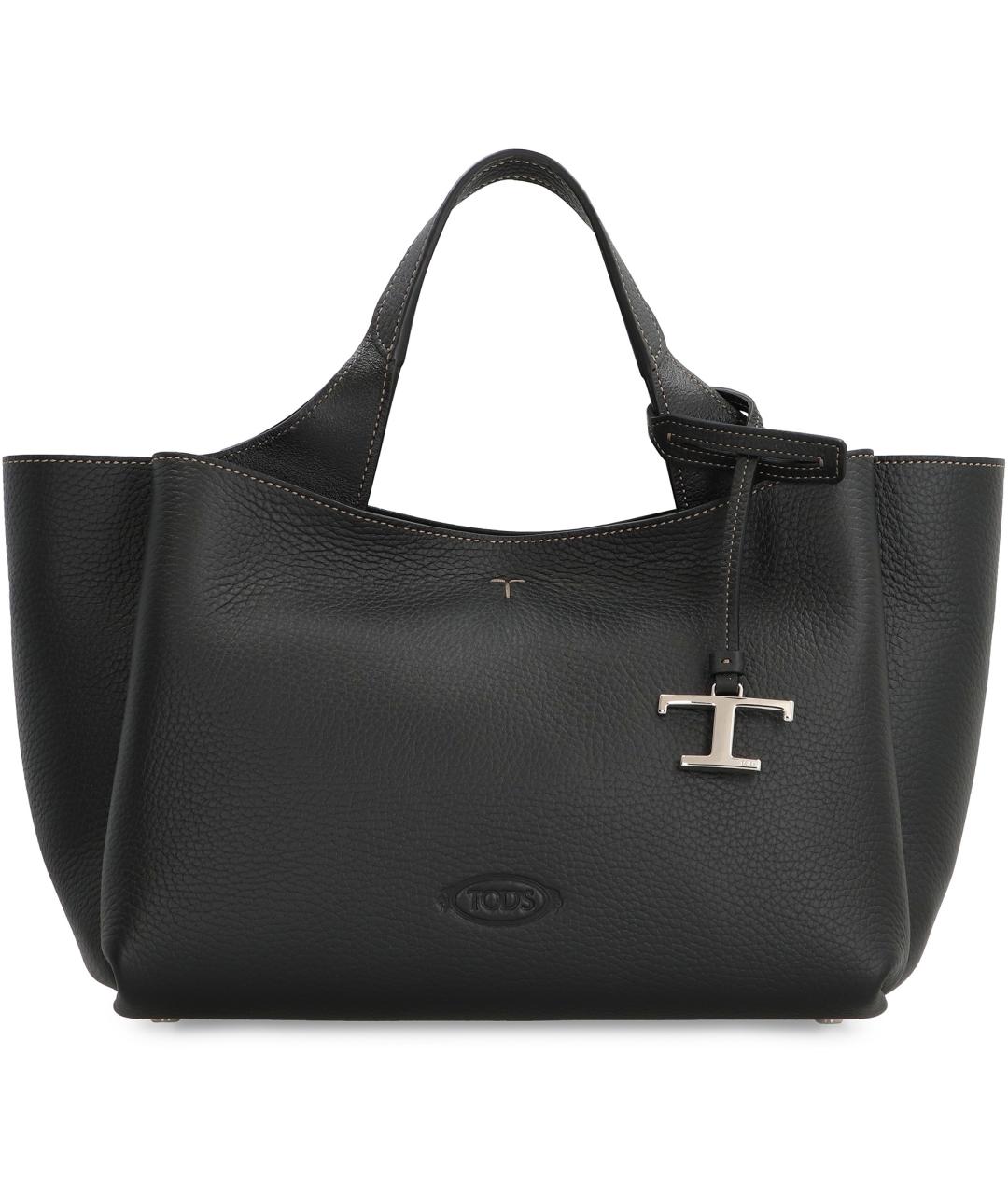 TOD'S Черная кожаная сумка тоут, фото 2