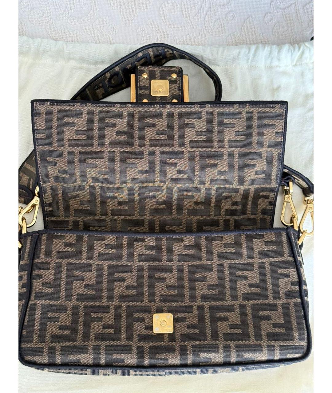 FENDI Коричневая жаккардовая сумка через плечо, фото 2