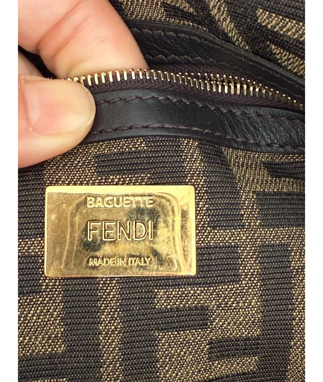 FENDI Коричневая жаккардовая сумка через плечо, фото 6