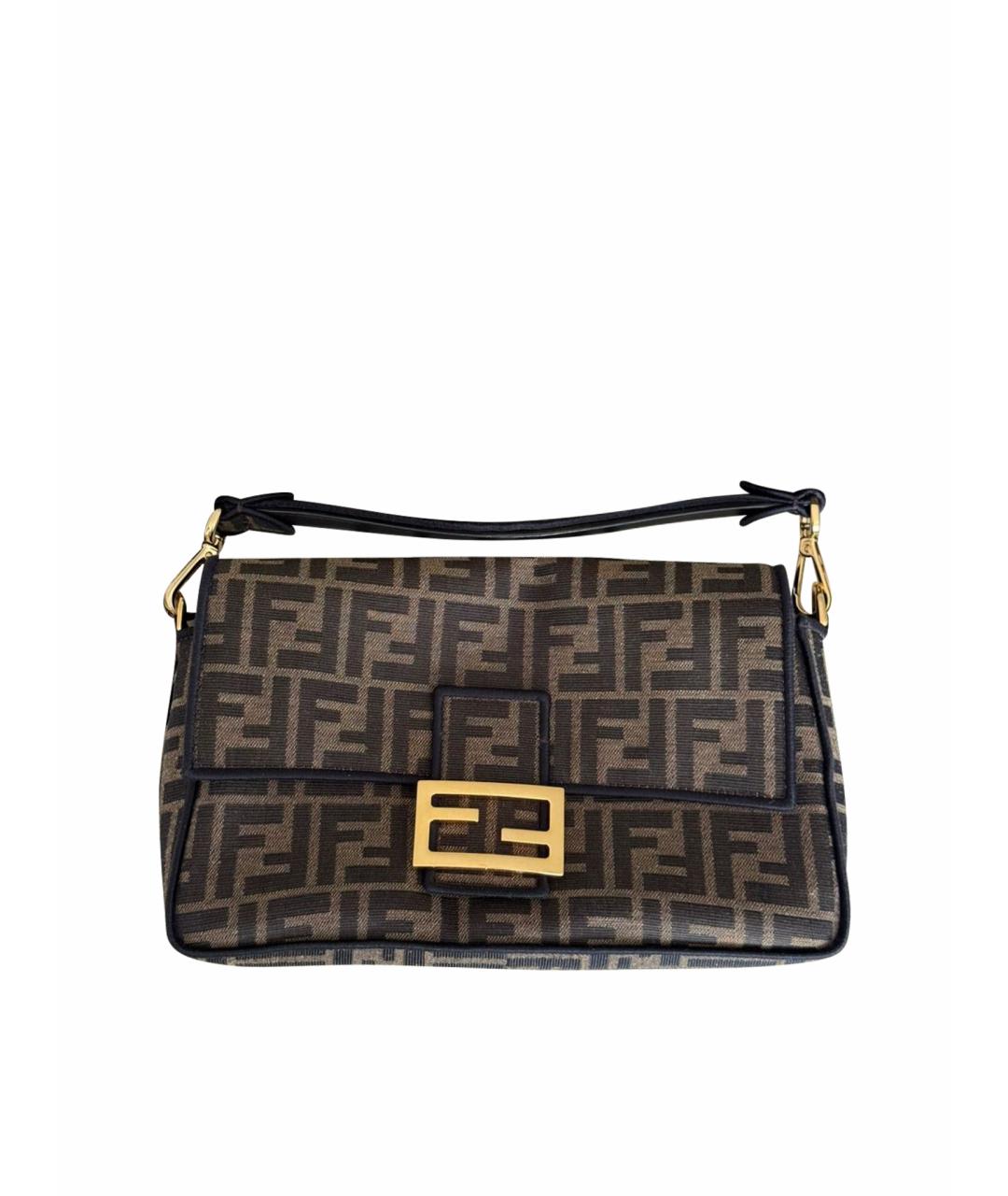 FENDI Коричневая жаккардовая сумка через плечо, фото 1