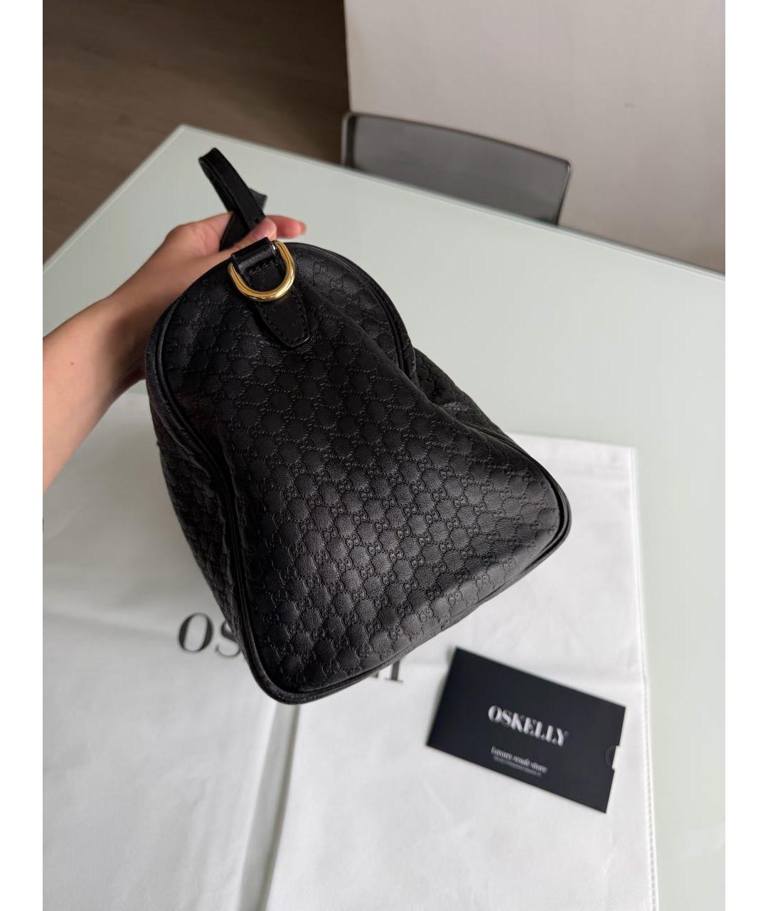 GUCCI Черная кожаная сумка тоут, фото 3