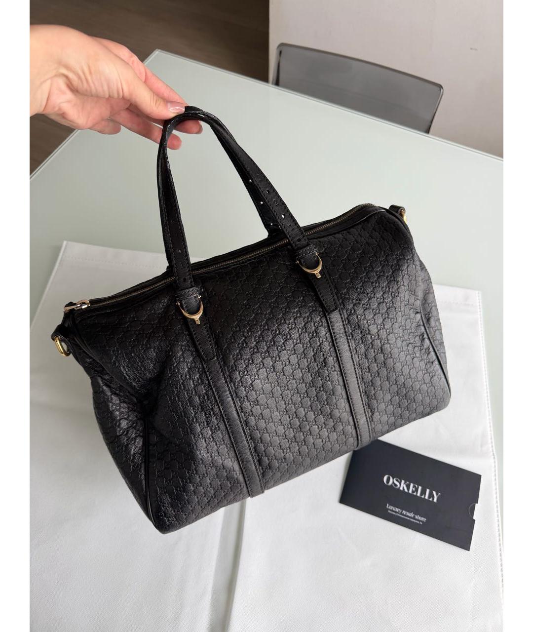 GUCCI Черная кожаная сумка тоут, фото 2