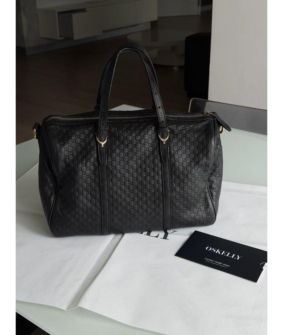 GUCCI Черная кожаная сумка тоут, фото 8