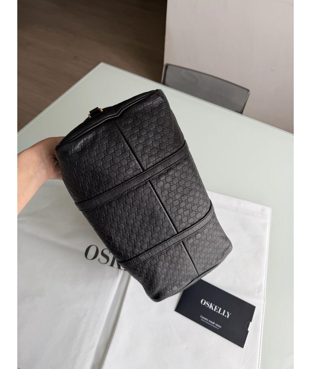 GUCCI Черная кожаная сумка тоут, фото 5