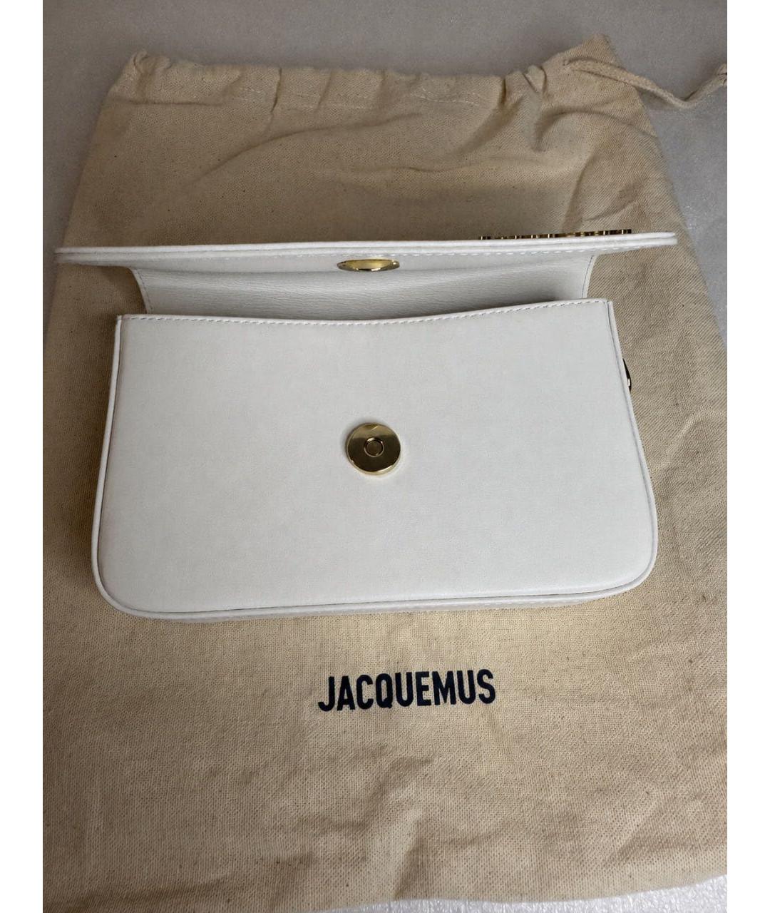 JACQUEMUS Белая кожаная сумка через плечо, фото 7