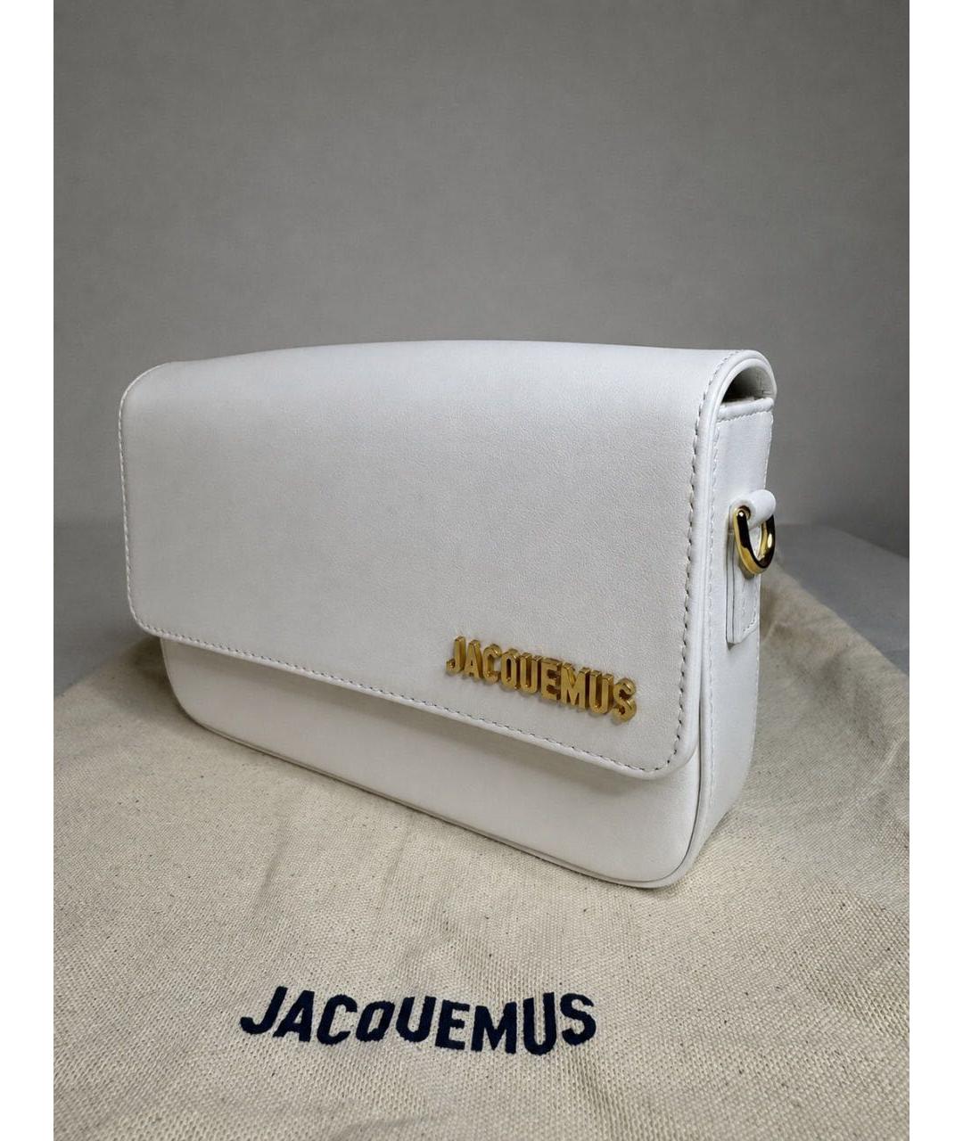 JACQUEMUS Белая кожаная сумка через плечо, фото 2