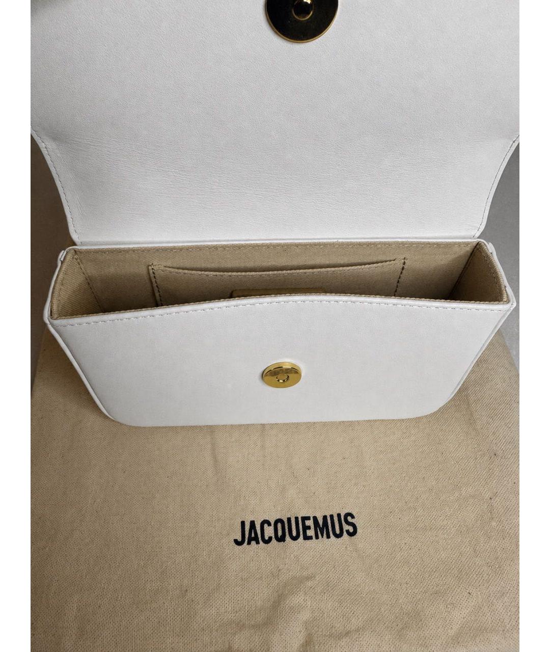 JACQUEMUS Белая кожаная сумка через плечо, фото 4