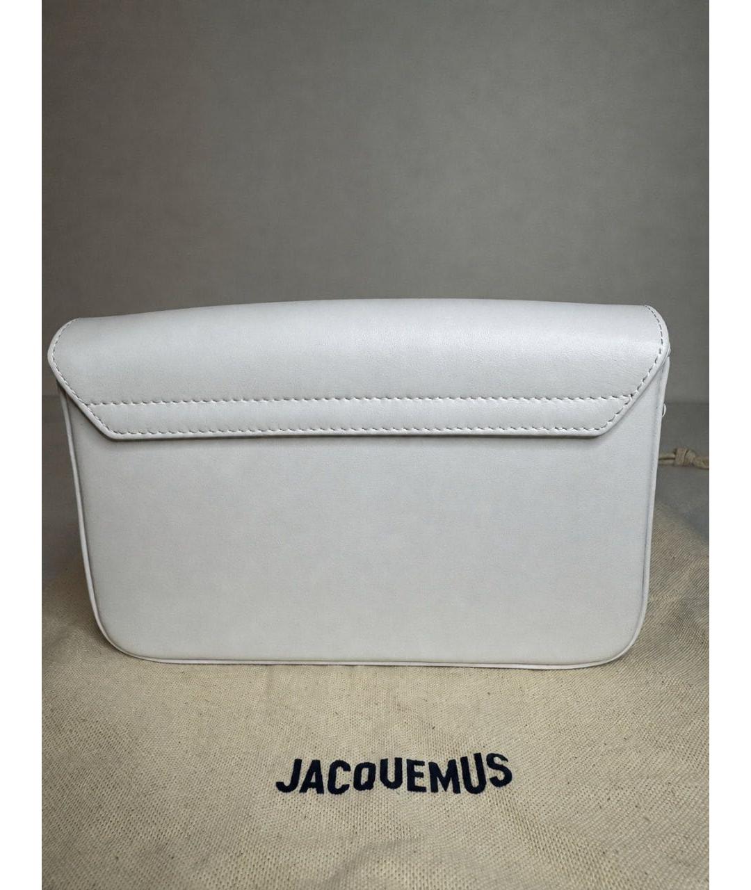JACQUEMUS Белая кожаная сумка через плечо, фото 3