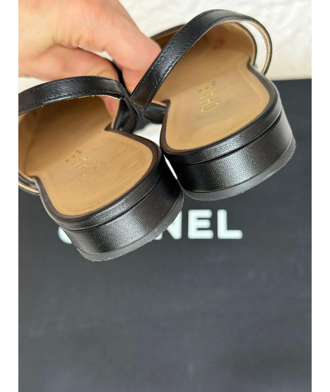 CHANEL Черные кожаные балетки, фото 3