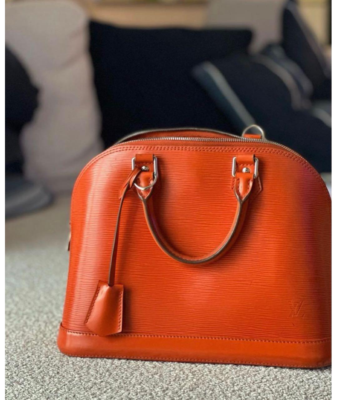 LOUIS VUITTON Оранжевая кожаная сумка с короткими ручками, фото 3