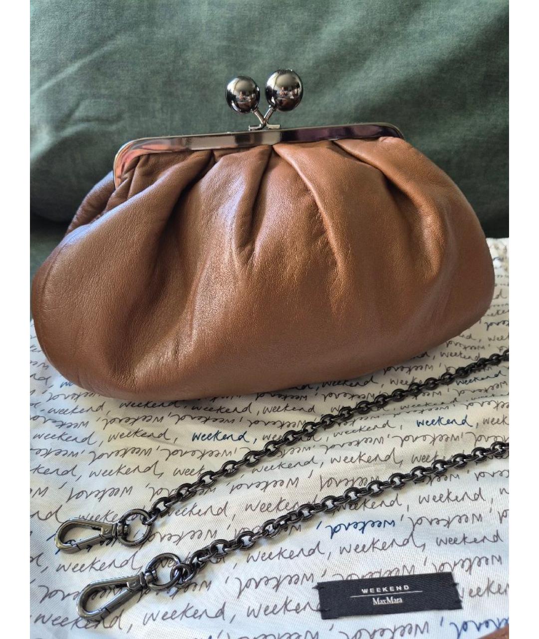 WEEKEND MAX MARA Коричневая кожаная сумка через плечо, фото 2