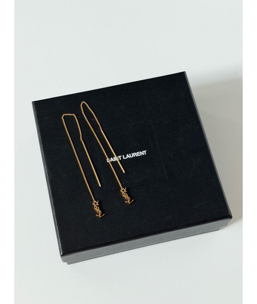 SAINT LAURENT Золотые латунные серьги, фото 3