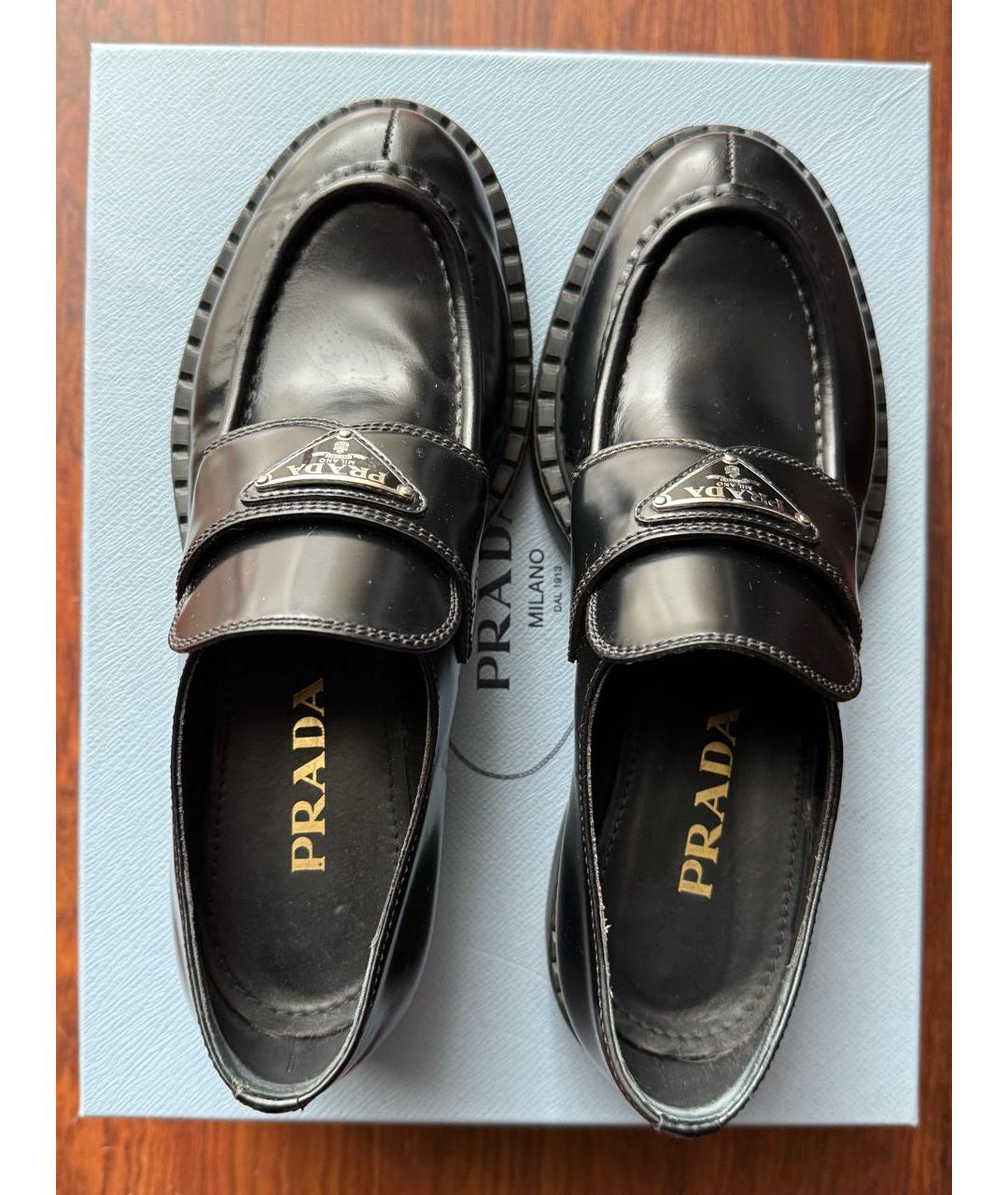 PRADA Черные кожаные лоферы, фото 3