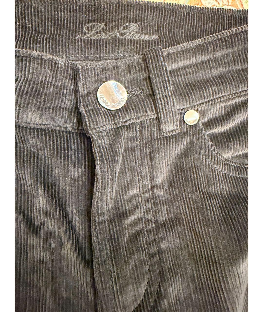 LORO PIANA Антрацитовые велюровые брюки узкие, фото 4