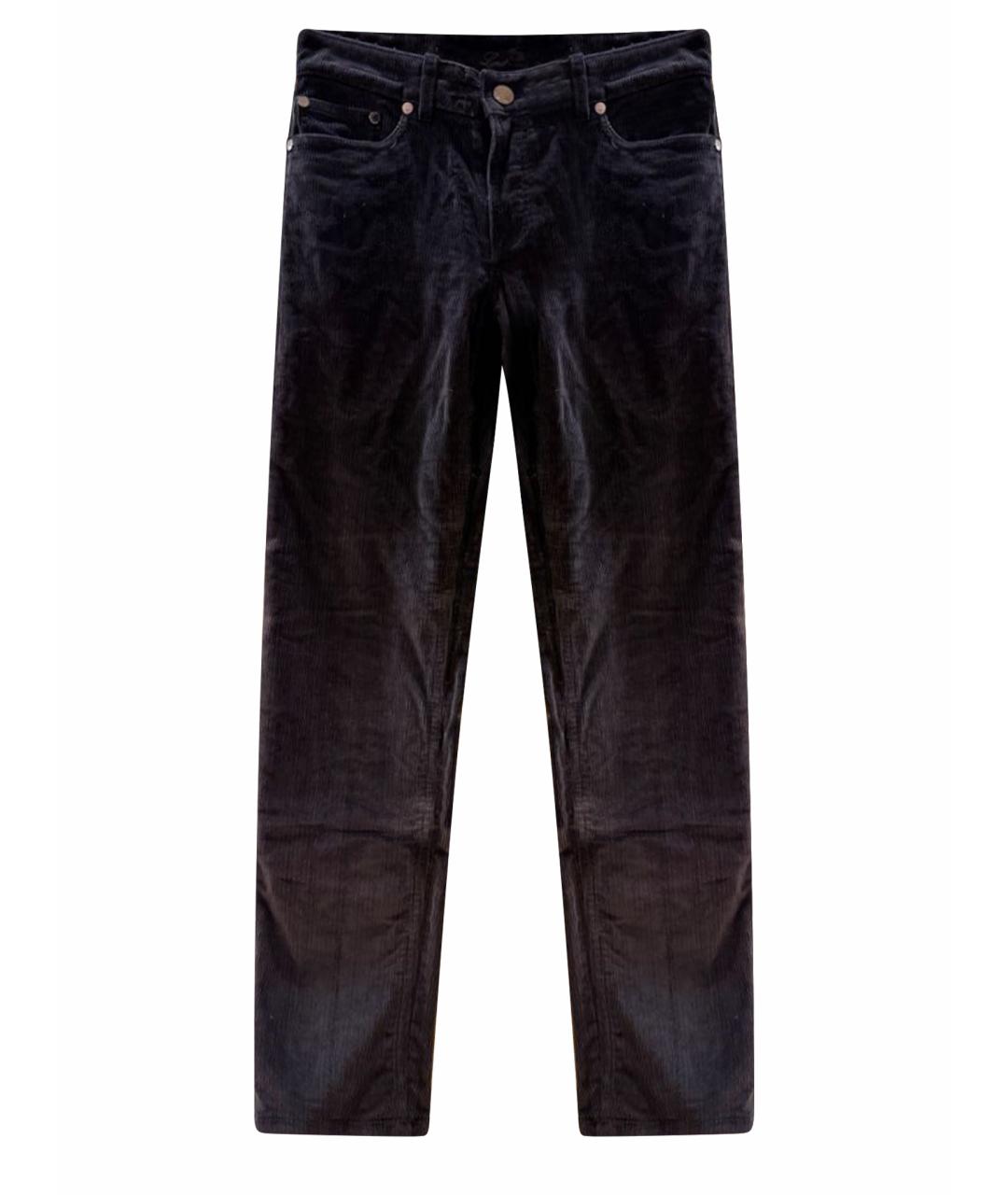 LORO PIANA Антрацитовые велюровые брюки узкие, фото 1