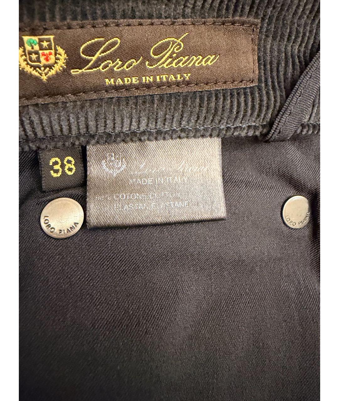 LORO PIANA Антрацитовые велюровые брюки узкие, фото 3