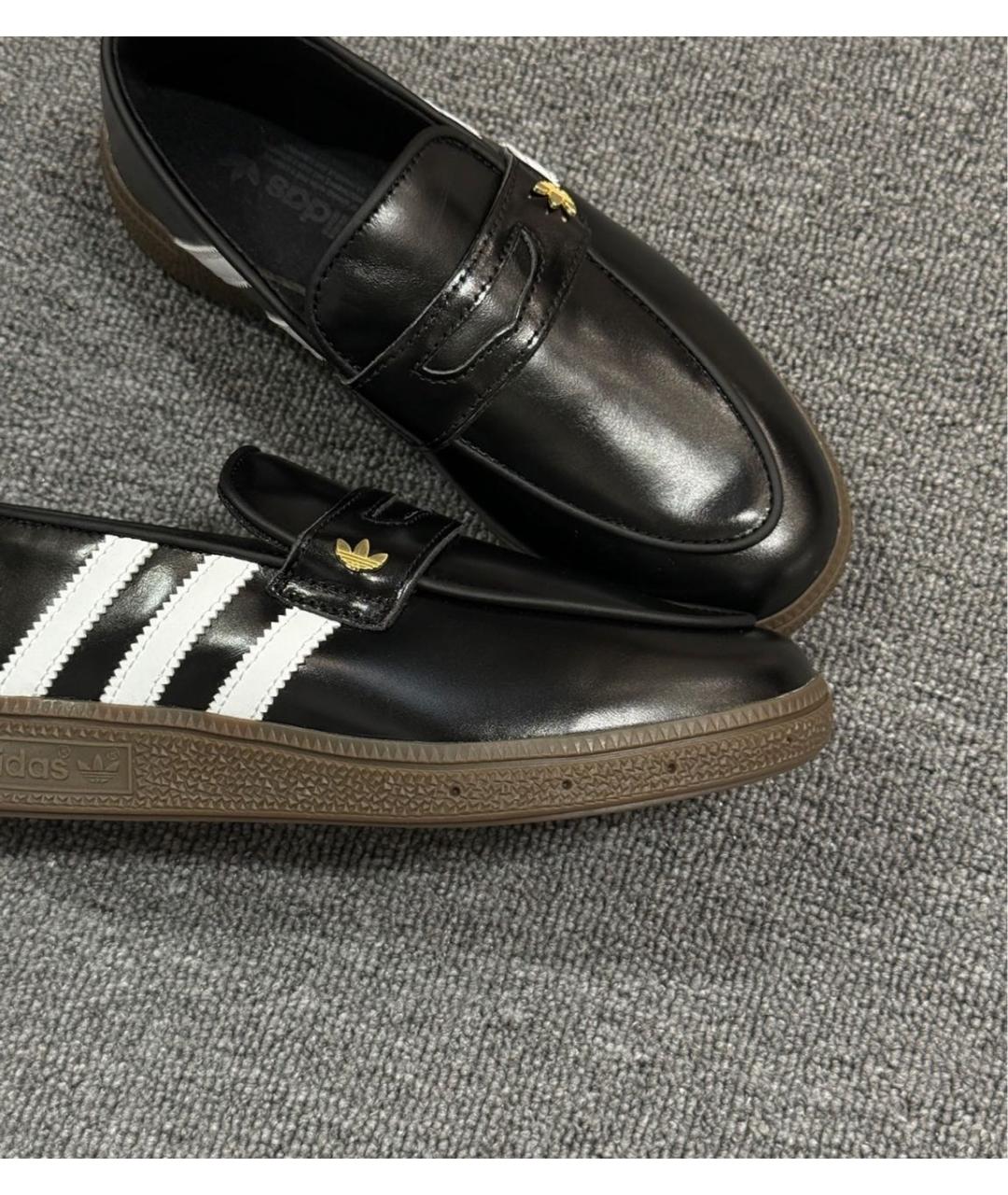 ADIDAS Черные кожаные лоферы, фото 8