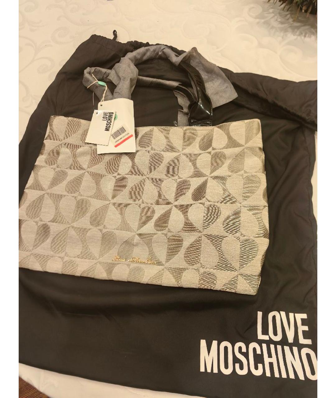 LOVE MOSCHINO Бежевая жаккардовая сумка тоут, фото 10
