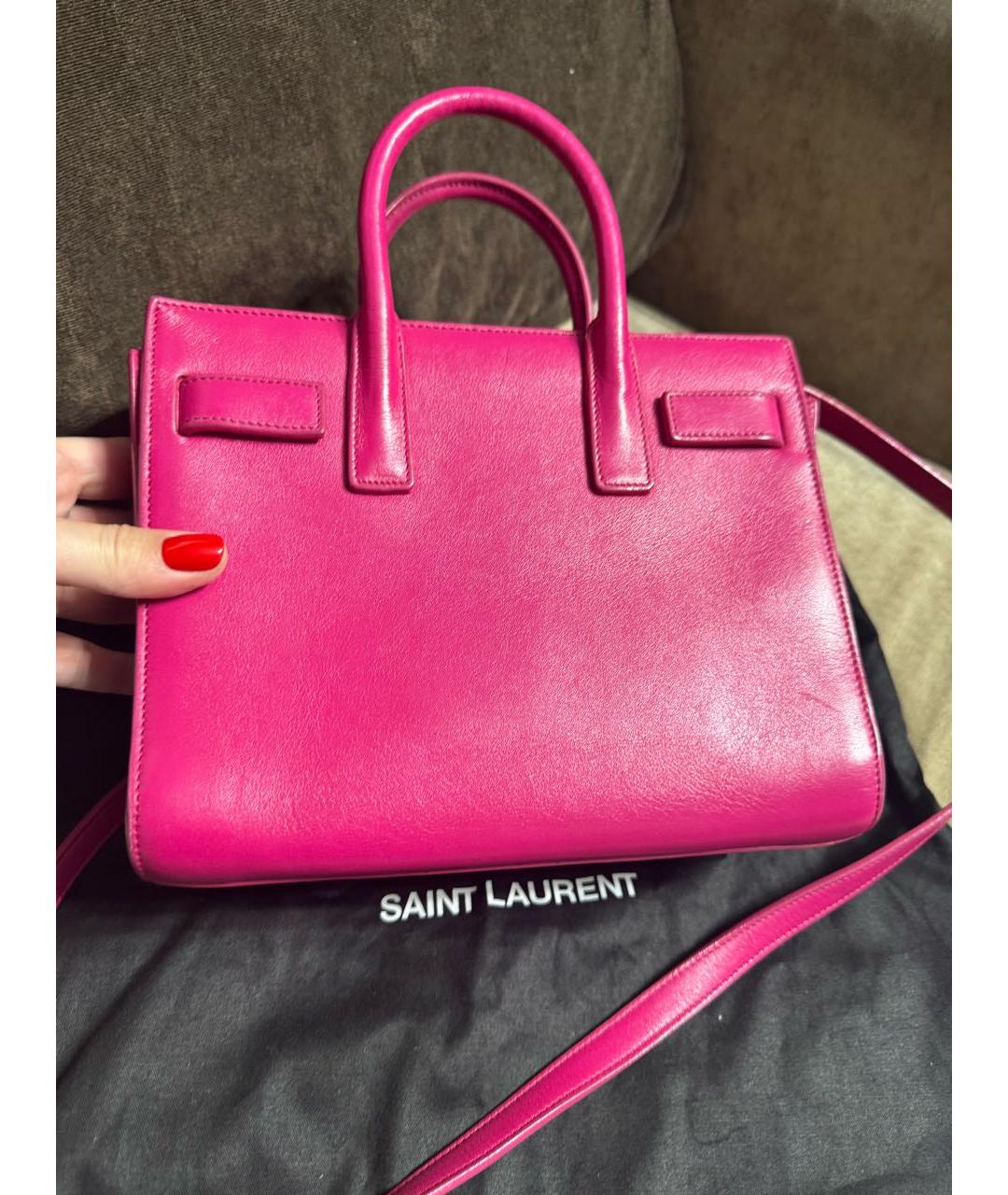 SAINT LAURENT Фуксия кожаная сумка через плечо, фото 2