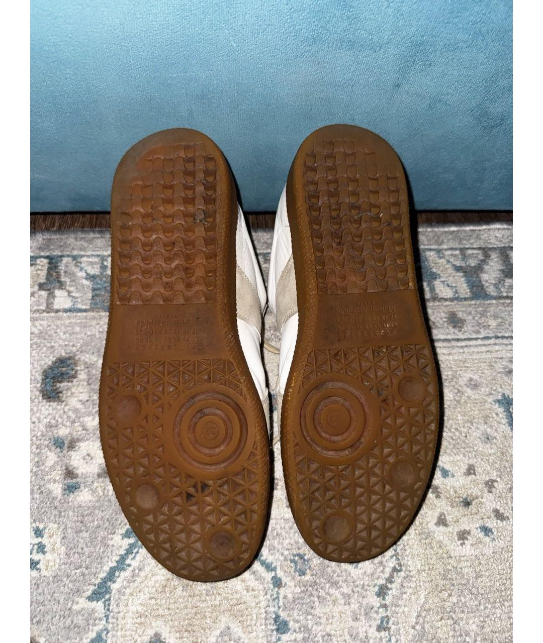 MAISON MARGIELA Белые кожаные низкие кроссовки / кеды, фото 5