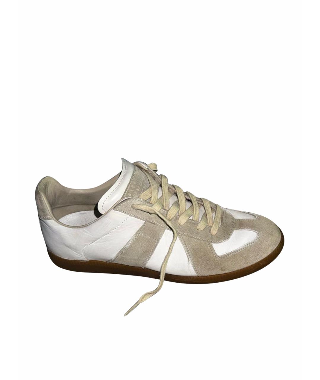 MAISON MARGIELA Белые кожаные низкие кроссовки / кеды, фото 1