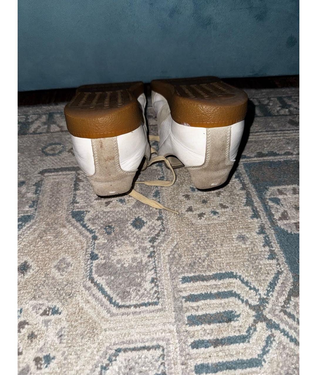MAISON MARGIELA Белые кожаные низкие кроссовки / кеды, фото 6