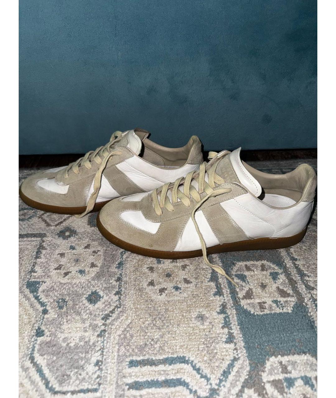 MAISON MARGIELA Белые кожаные низкие кроссовки / кеды, фото 7