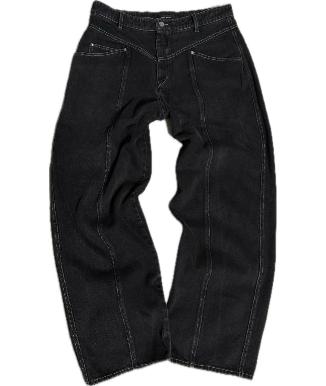 ISABEL MARANT Антрацитовые хлопковые прямые джинсы, фото 1