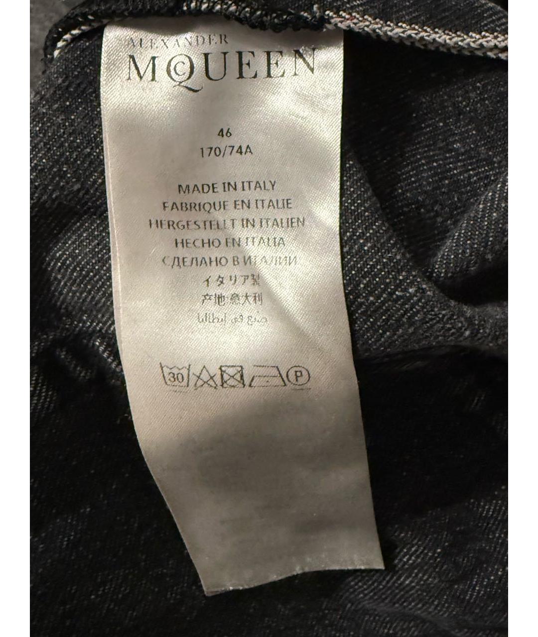 ALEXANDER MCQUEEN Антрацитовые хлопковые джинсы скинни, фото 4