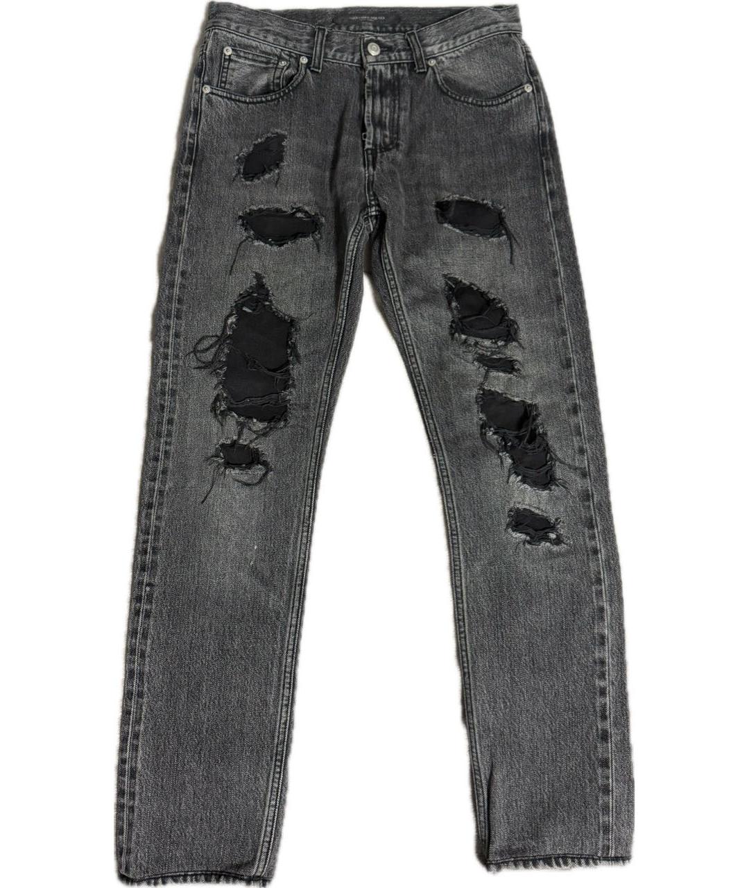 ALEXANDER MCQUEEN Антрацитовые хлопковые джинсы скинни, фото 1