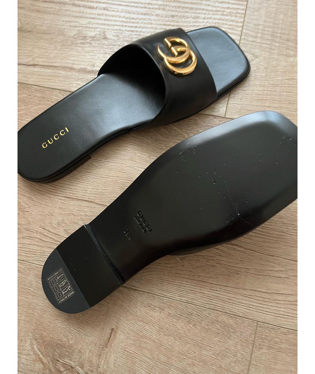 GUCCI Черные кожаные мюли, фото 2