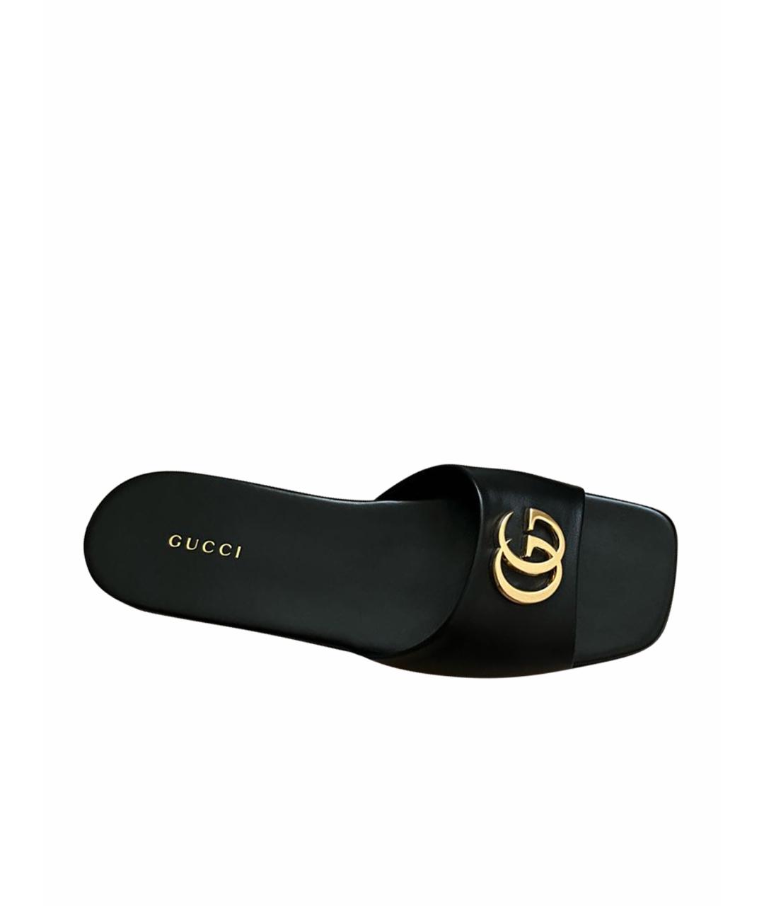 GUCCI Черные кожаные мюли, фото 1
