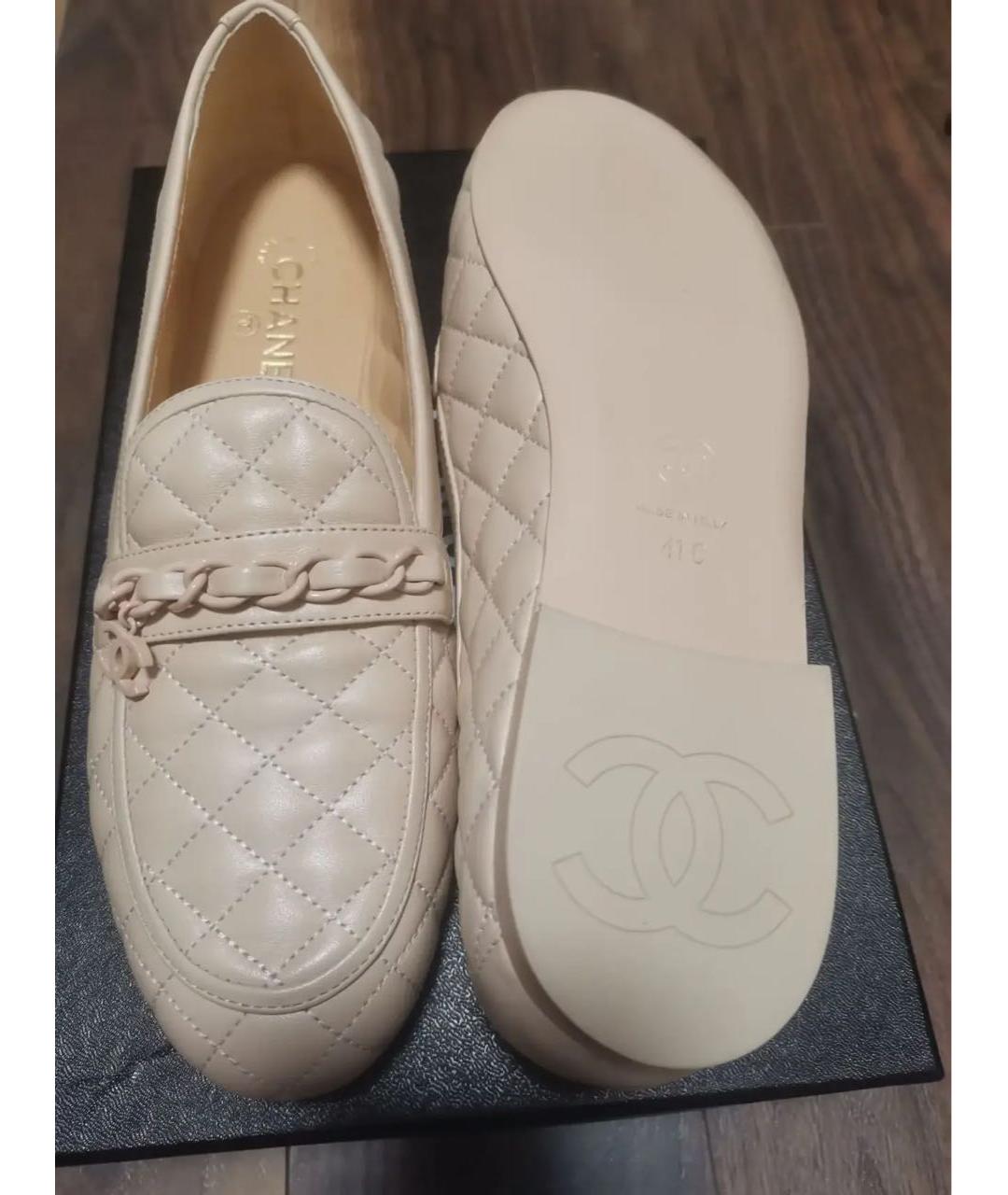 CHANEL Бежевые кожаные балетки, фото 3