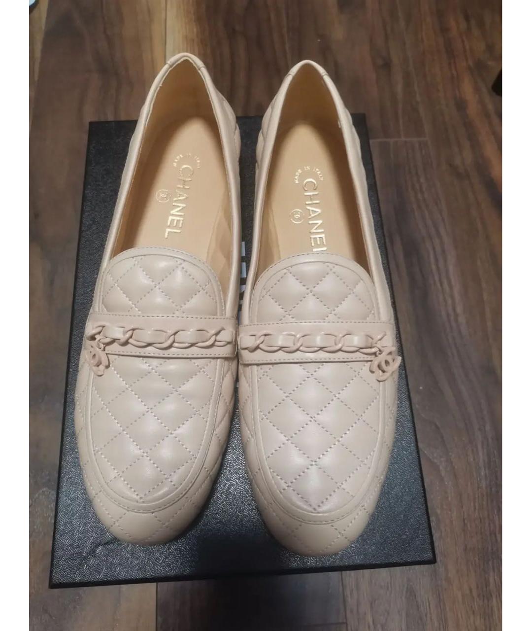 CHANEL Бежевые кожаные балетки, фото 2