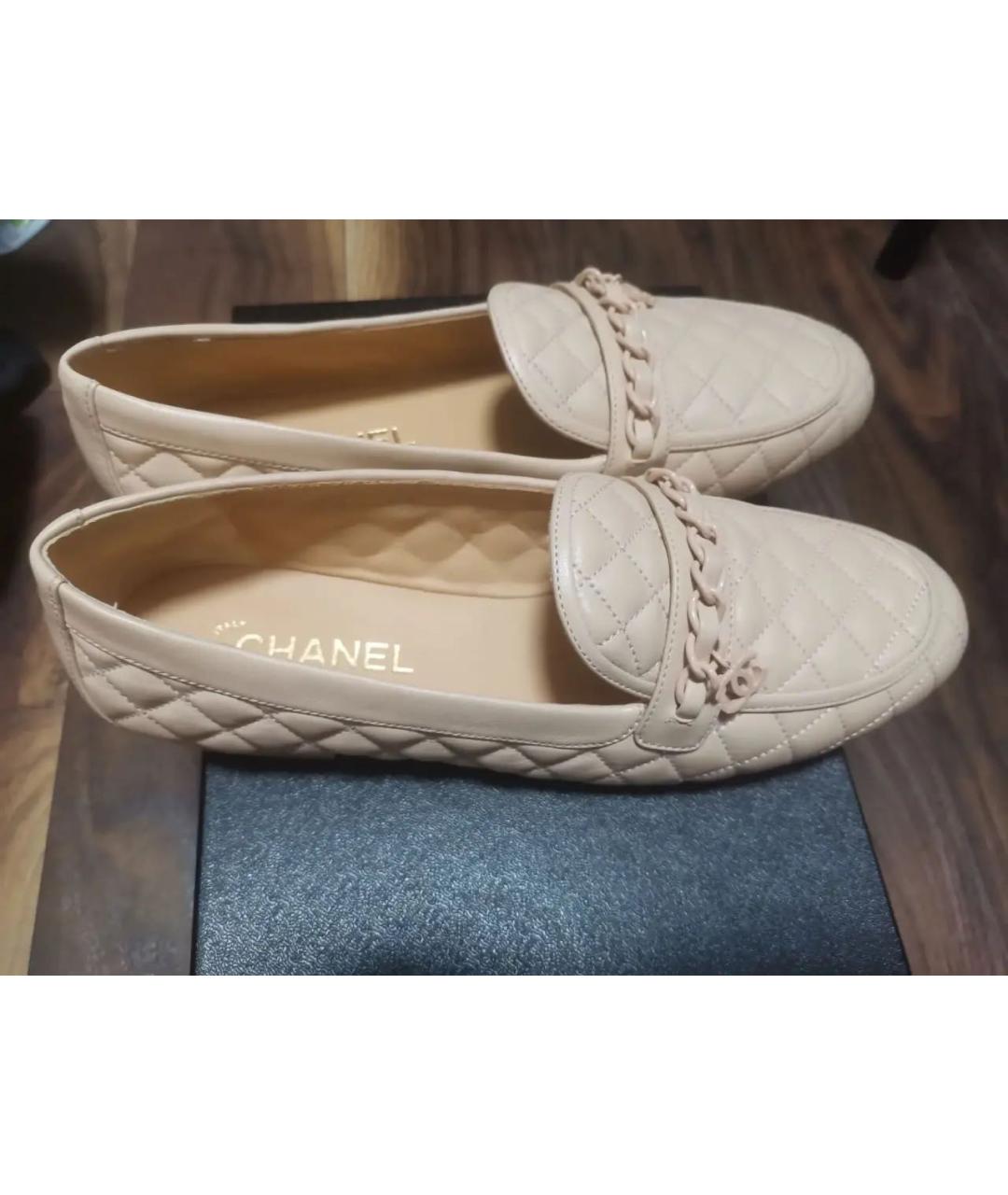 CHANEL Бежевые кожаные балетки, фото 5